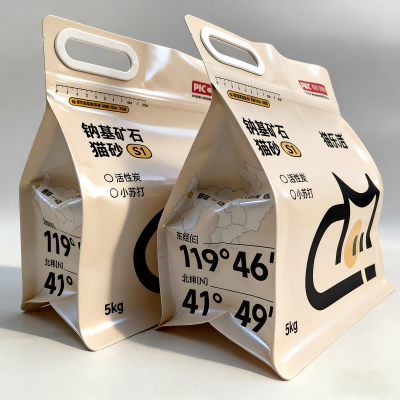 Osmistranný uzavřený vak na kočičí odpadky s uchem na zip